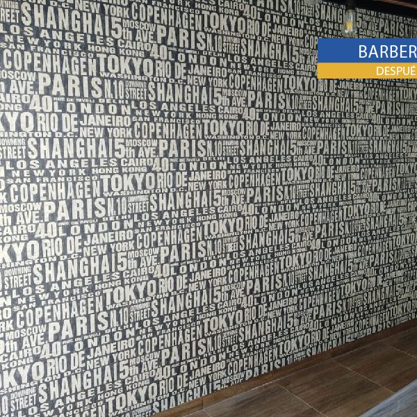 Instalación de papel tapiz para pared de negocio