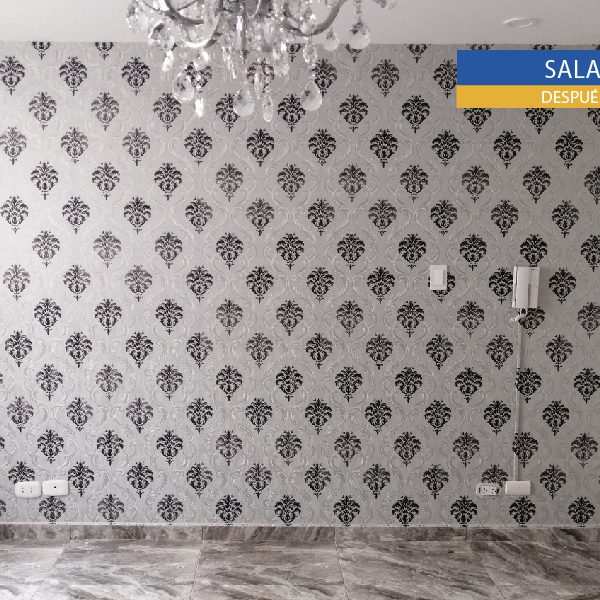 Instalación de papel tapiz para pared de sala